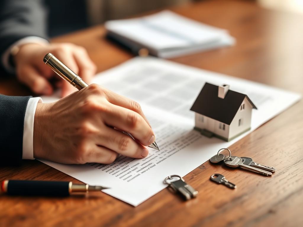 Property professional signing conveyancing paperwork